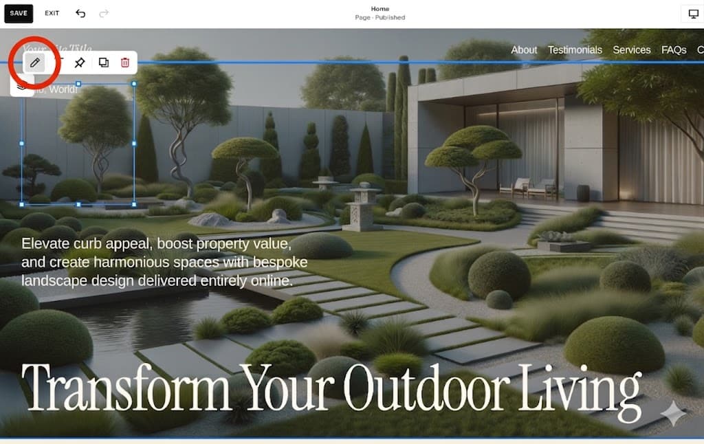 Step 4 — Press on the pencil button, delete any boilerplate code, and paste the embed script there. ( Please note that you need to have a premium account to see this in your published site version. )